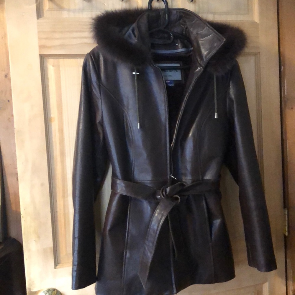 Wilda brown lambskin leather w zipper out lining